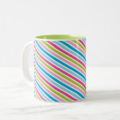 Tasse 2 Couleurs STRIPE MODERNE MOTIF festif rose bleu vert (Devant gauche)