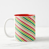 Tasse 2 Couleurs STRIPES DE NOËL Fête rouge moderne vert or (Gauche)