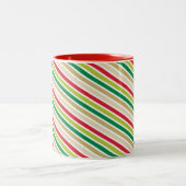 Tasse 2 Couleurs STRIPES DE NOËL Fête rouge moderne vert or (Centre)