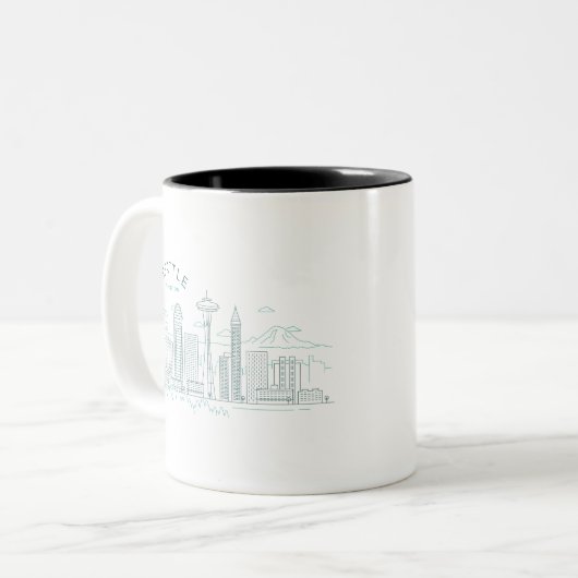 Tasse 2 Couleurs Stroke Skyline de Seattle (Devant gauche)