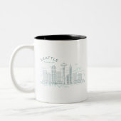 Tasse 2 Couleurs Stroke Skyline de Seattle (Gauche)