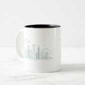 Tasse 2 Couleurs Stroke Skyline de Seattle (Devant gauche)