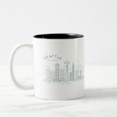 Tasse 2 Couleurs Stroke Skyline de Seattle (Gauche)