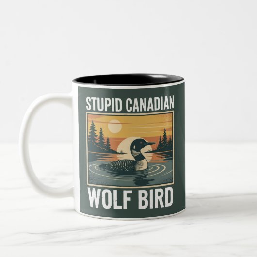 Tasse 2 Couleurs Stupid Canadian Wolf Bird Sarcastic Animal (Gauche)