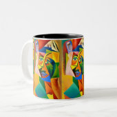Tasse 2 Couleurs Style Abstrait de cubisme (Devant gauche)
