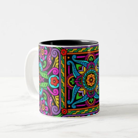 Tasse 2 Couleurs Style Bohème Vitrail (Devant gauche)