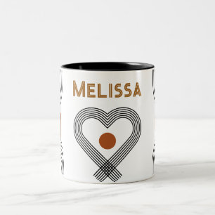 Tasse 2 Couleurs style boho de coeur mignon coloré motif géométriqu