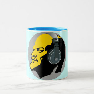 TASSE 2 COULEURS STYLE D'ART POP TENDY LENIN AVEC TÉLÉPHONES DJ