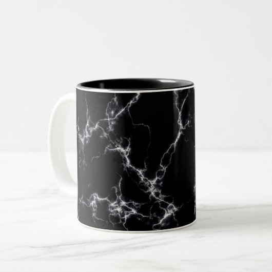 Tasse 2 Couleurs Style marbre élégant4 - Noir et blanc (Devant gauche)