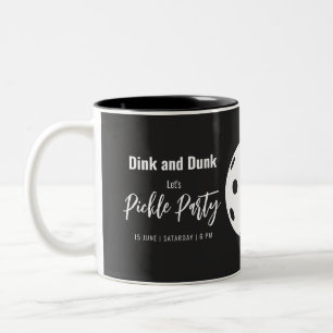 Tasse 2 Couleurs Style Rétro Neon Noir Thème Pickleball Anniversair