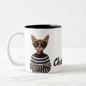 Tasse 2 Couleurs Stylish Cat With Round Glasses (Gauche)