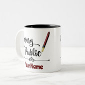 Tasse 2 Couleurs Stylo d'encre Notaire Public Bourgogne Nom Customi (Devant gauche)
