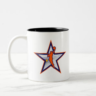 Tasse 2 Couleurs Stylo Silhouette Star de basket-ball féminin"