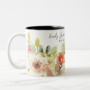 TASSE 2 COULEURS SUBTTCHER PEACH WATERCOLOR FLORAL ENREGISTRER LA D