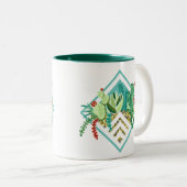 Tasse 2 Couleurs Succulents géométriques modernes et planteur de ca (Devant droit)