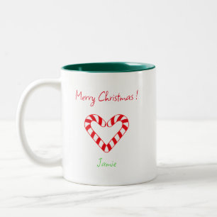 Tasse 2 Couleurs Sucre de canne de coeur minimaliste de Noël modern