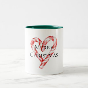 Tasse 2 Couleurs Sucre de canne de Noël Coeur