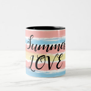Tasse 2 Couleurs Summer Love Rose Bleu Jaune Aquarelle Raypes