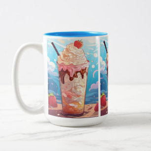 Tasse 2 Couleurs Sundae de crème glacée Monogramme personnalisée