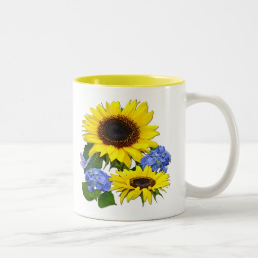 Tasse 2 Couleurs Sunflower et Blue Hydrangea (Droit)