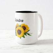 Tasse 2 Couleurs Sunny Sunflower Nom personnalisé (Devant droit)