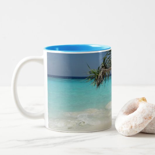 Tasse 2 Couleurs Sunny Tropical Beach Ocean Paradise (Avec donut)