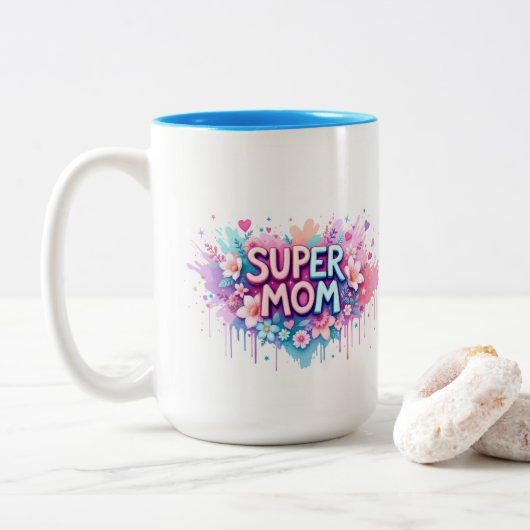 Tasse 2 Couleurs Super Maman (Avec donut)
