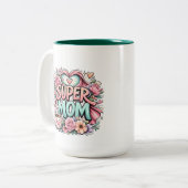 Tasse 2 Couleurs ** Super Maman (Devant gauche)