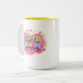 Tasse 2 Couleurs ** Super Maman (Devant gauche)