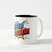 Tasse 2 Couleurs Super Professeur Style Bande Dessinée (Devant droit)