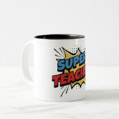 Tasse 2 Couleurs Super Professeur Style Bande Dessinée (Devant gauche)