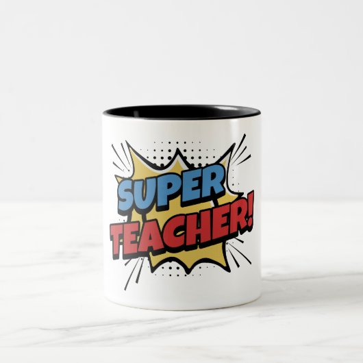 Tasse 2 Couleurs Super Professeur Style Bande Dessinée (Centre)