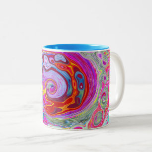 Tasse 2 Couleurs Super rétro rose chaud et bleu tourbillon Abstrait