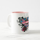 Tasse 2 Couleurs Supergirl British Drapeau et Roses (Devant gauche)