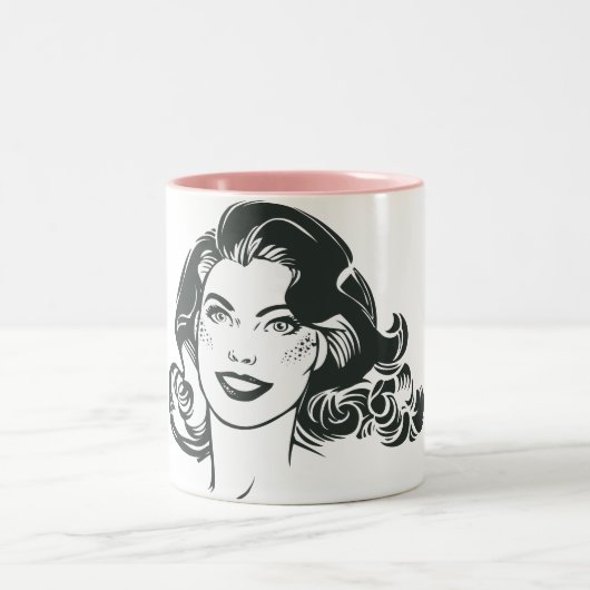 Tasse 2 Couleurs Supergirl noir et blanc dessin 2 (Centre)