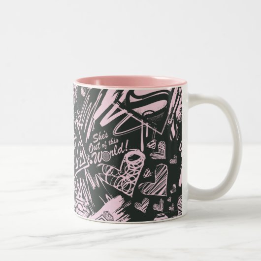 Tasse 2 Couleurs Supergirl Pink et Black Scribbles (Droit)