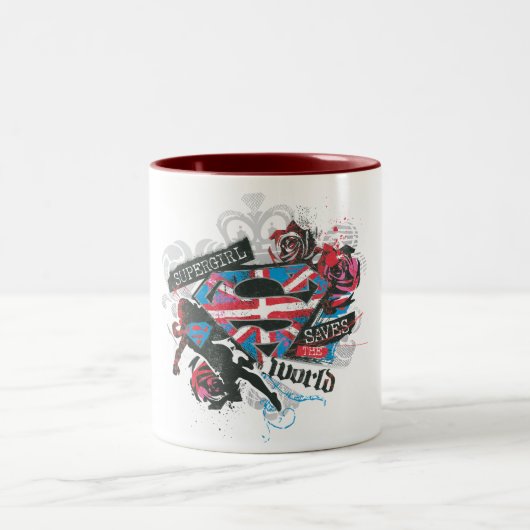 Tasse 2 Couleurs Supergirl sauve le monde (Centre)