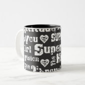 Tasse 2 Couleurs Supergirl texte désorganisé (Devant gauche)