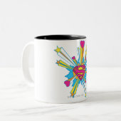 Tasse 2 Couleurs Superman Stylisé | Logo rose avec coeur (Devant gauche)