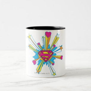 Tasse 2 Couleurs Superman Stylisé   Logo rose avec coeur