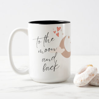 Tasse 2 Couleurs Sur la Lune et le dos Coeurs mignons et la Lune