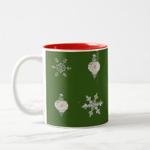 Tasse 2 Couleurs Sur le flocon de neige vert de la glace