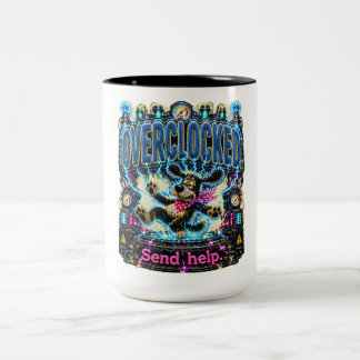 Tasse 2 Couleurs Surcharge Envoyez de l'aide Drôle de Burnout