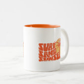 Tasse 2 Couleurs Surf Rétro Couchers de soleil Palm Tree Beach Vibe (Devant droit)