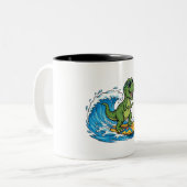 Tasse 2 Couleurs surfasaurus un dinosaure de surf (Devant gauche)