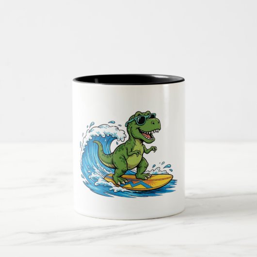 Tasse 2 Couleurs surfasaurus un dinosaure de surf (Centre)