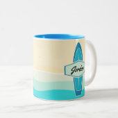 Tasse 2 Couleurs Surfboard beach nom du client (Devant droit)