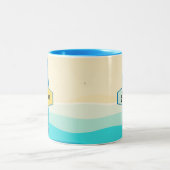 Tasse 2 Couleurs Surfboard beach nom du client (Centre)