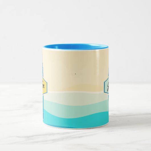 Tasse 2 Couleurs Surfboard beach nom du client (Centre)