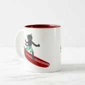 Tasse 2 Couleurs Surfer de Longboard de chat noir (Devant gauche)